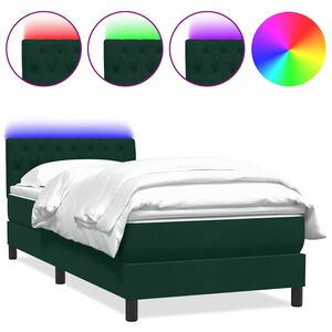 vidaXL Sommier &agrave; lattes de lit et matelas et LED vert fonc&eacute; 90x210 cm velours