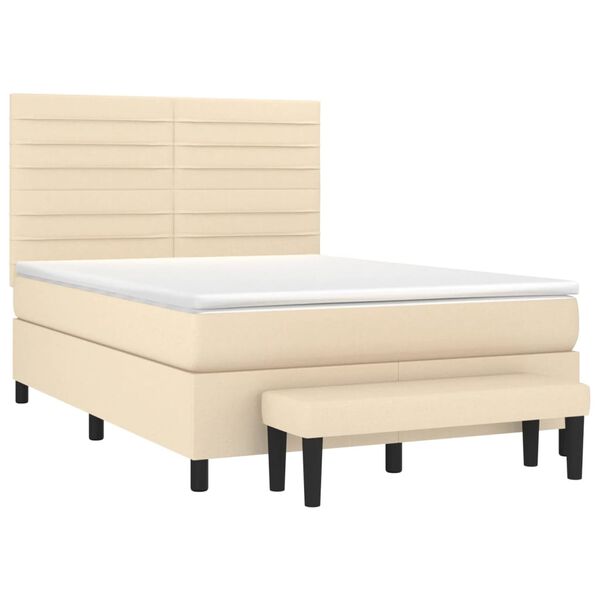 vidaXL Sommier &agrave; lattes de lit avec matelas Cr&egrave;me 140x190 cm Tissu