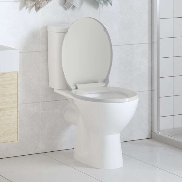 vidaXL Abattant WC &agrave; fermeture en douceur Blanc Ovale