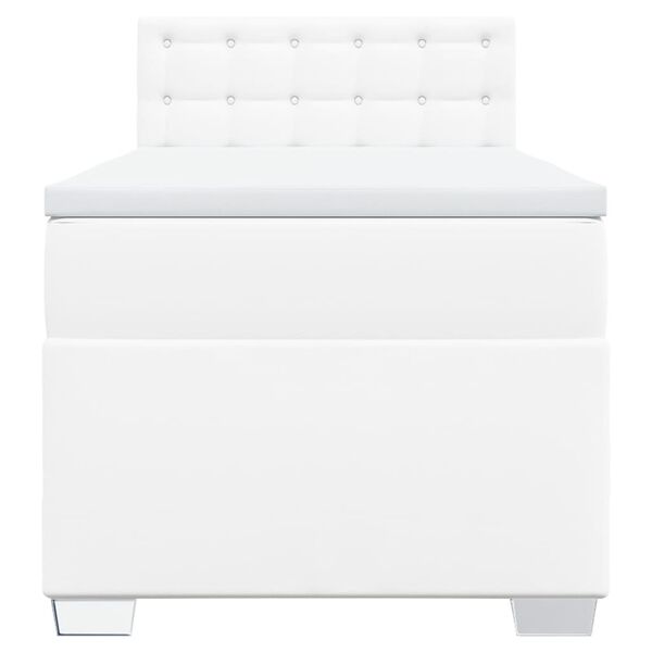vidaXL Sommier &agrave; lattes de lit avec matelas Blanc 90x190 cm Similicuir
