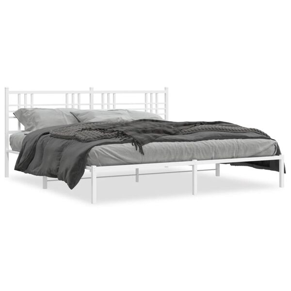 vidaXL Cadre de lit métal sans matelas et tête de lit blanc 180x200 cm