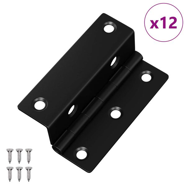 vidaXL Charni&egrave;re 12 pcs Noir 38 x 17 x 60 mm Fer