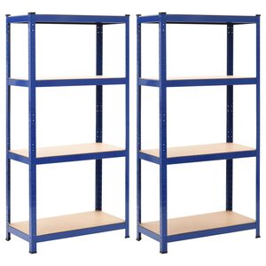 vidaXL &Eacute;tag&egrave;res de rangement 2 pcs Bleu 80x40x160 cm Acier et MDF