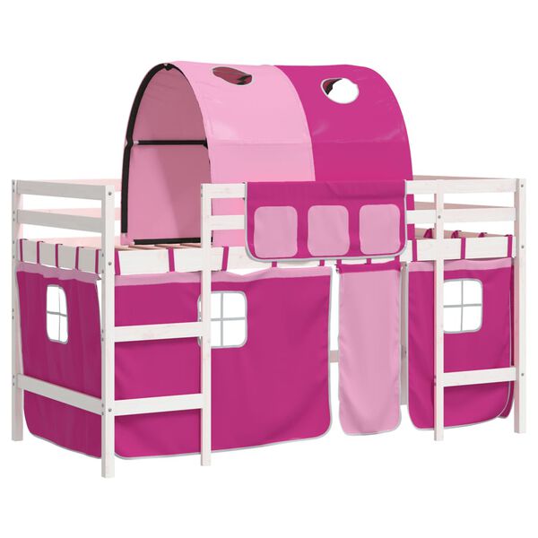 vidaXL Lit mezzanine enfants avec tunnel sans matelas rose 90x190 cm