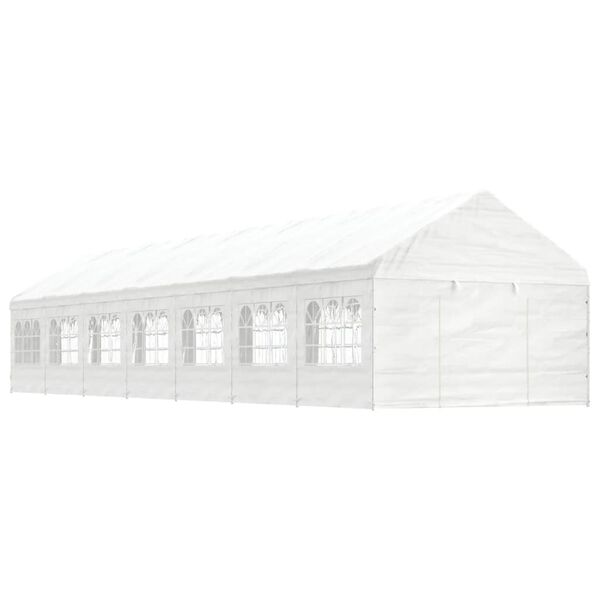 vidaXL Belv&eacute;d&egrave;re avec toit blanc 15,61x4,08x3,22 m poly&eacute;thyl&egrave;ne