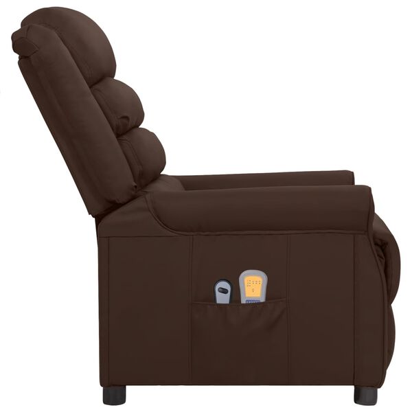 vidaXL Fauteuil de massage &eacute;lectrique Marron Similicuir