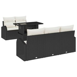 vidaXL Ensemble de canap&eacute; de jardin 6 pcs Noir Poly Rattan