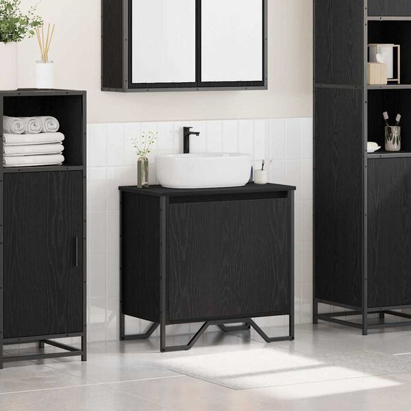 vidaXL Meuble de Lavabo de Salle de Bain Chêne noir 60 x 35 x 60 cm