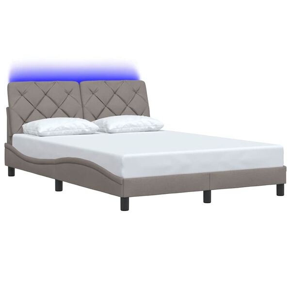 vidaXL Cadre de lit avec LED sans matelas taupe 140x200 cm tissu