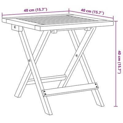 vidaXL Chaises pliables de jardin lot de 2 avec table noir bois massif