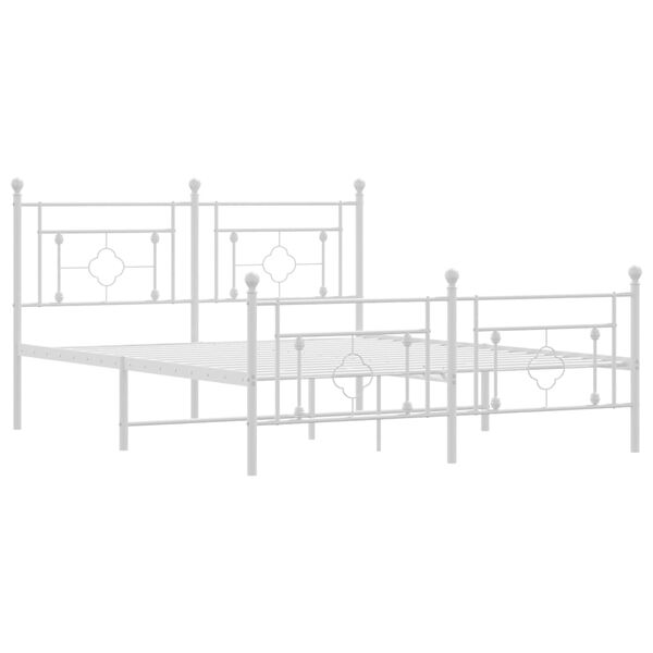 vidaXL Cadre de lit métal sans matelas et pied de lit blanc 160x200 cm