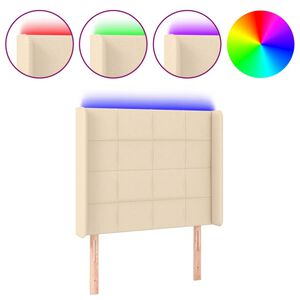 vidaXL T&ecirc;te de lit &agrave; LED Cr&egrave;me 83x16x118/128 cm Tissu