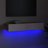 vidaXL Meuble TV avec lumi&egrave;res LED Blanc et ch&ecirc;ne sonoma 90x35x15,5 cm