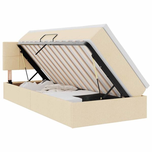 vidaXL Lit avec rangement et matelas avec matelas Cr&egrave;me 90 x 190 cm