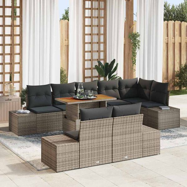 vidaXL Ensemble de salle &agrave; manger pour jardin 9 pcs Gris et marron