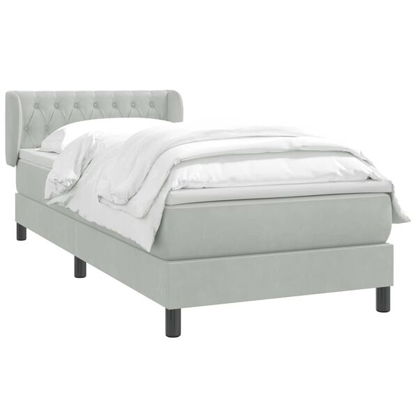 vidaXL Sommier &agrave; lattes de lit et matelas gris clair 90x220 cm velours