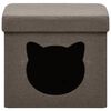 vidaXL Tabouret de rangement pliable avec motif de chat Marron Tissu