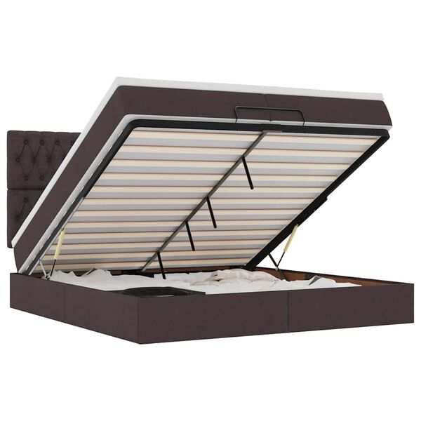 VidaXL Cadre de lit ottoman avec matelas marron fonc&eacute; 200x200 cm tissu