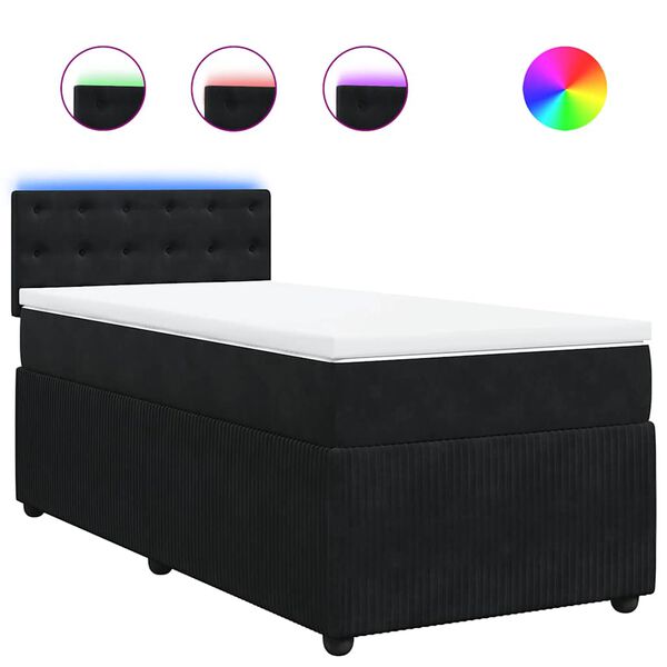 vidaXL Sommier &agrave; lattes de lit avec matelas Noir 100x200 cm Velours