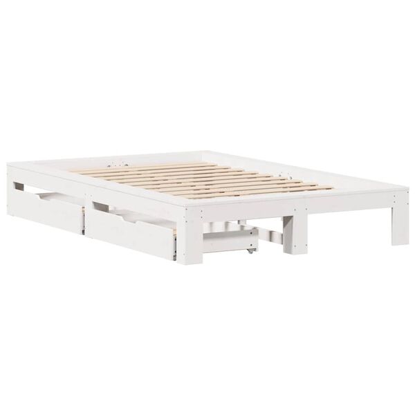 vidaXL Cadre de lit sans matelas blanc 135x190 cm bois de pin massif