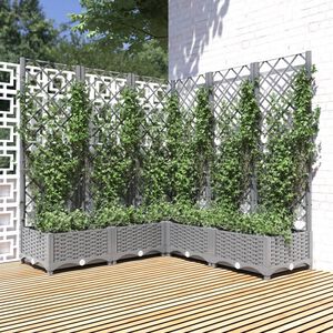 vidaXL Jardini&egrave;re avec treillis Gris clair 120x120x121,5 cm PP