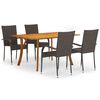 vidaXL Ensemble &agrave; manger de jardin 5 pcs Marron