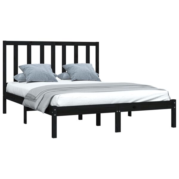 vidaXL Cadre de lit sans matelas noir bois de pin massif 140x190 cm