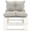 vidaXL Salon palette de jardin 5 pcs avec coussins taupe bois