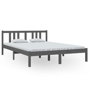 vidaXL Cadre de lit sans matelas gris bois massif 140x200 cm