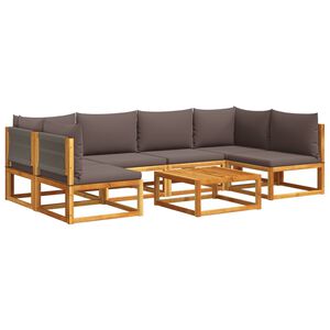 vidaXL Ensemble de canap&eacute;s de jardin 7 pi&egrave;ces avec coussins, bois d'acacia et corde,