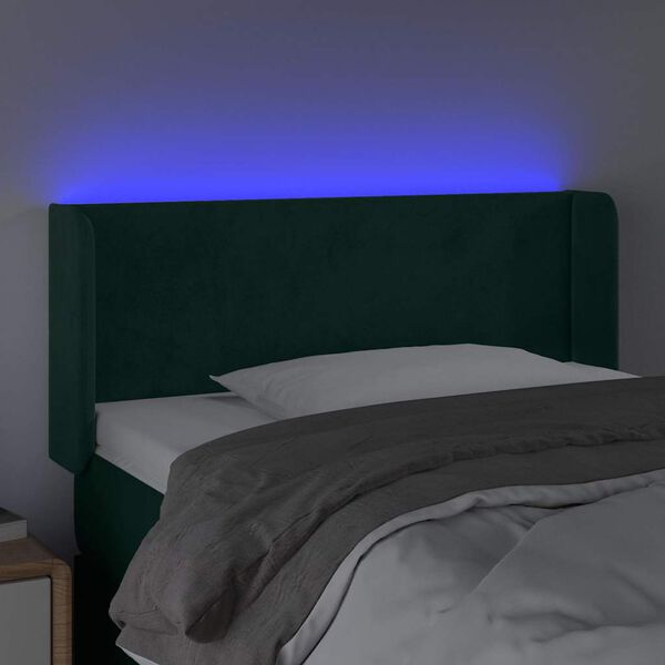 vidaXL T&ecirc;te de lit &agrave; LED Vert fonc&eacute; 93x16x78/88 cm Velours