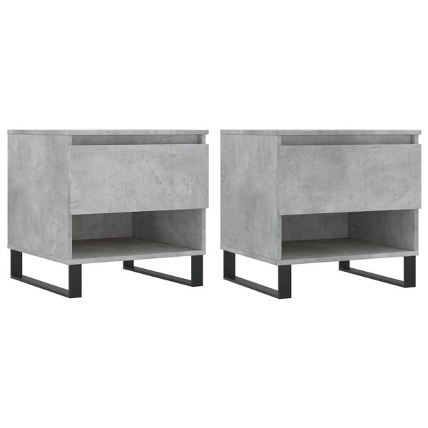 vidaXL Tables basses 2 pcs gris b&eacute;ton 50x46x50 cm bois d'ing&eacute;nierie