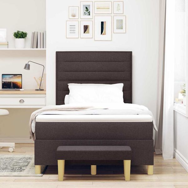 vidaXL Lit &agrave; ressorts avec matelas Marron fonc&eacute; 120 x 200 cm tissu