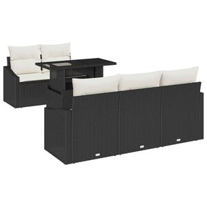 vidaXL Ensemble de canap&eacute; de jardin 6 pcs Noir et cr&egrave;me polyrotin