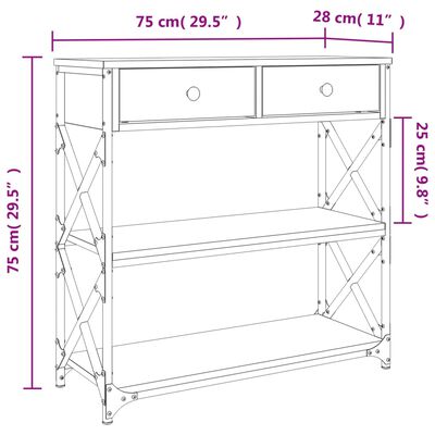 vidaXL Table console chêne marron 75x28x75 cm bois d'ingénierie