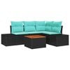 vidaXL Ensemble de canap&eacute; de jardin 5 pc Noir polyrotin