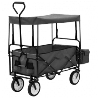 vidaXL Chariot à main pliable avec toit Acier Gris