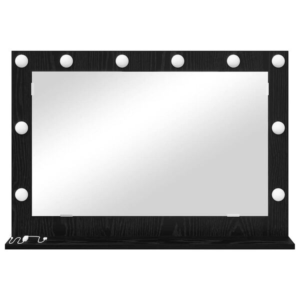vidaXL Miroir de vanit&eacute; avec miroir Ch&ecirc;ne noir 80 x 15 x 18 cm