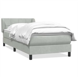 vidaXL Sommier &agrave; lattes de lit et matelas gris clair 90x210 cm velours