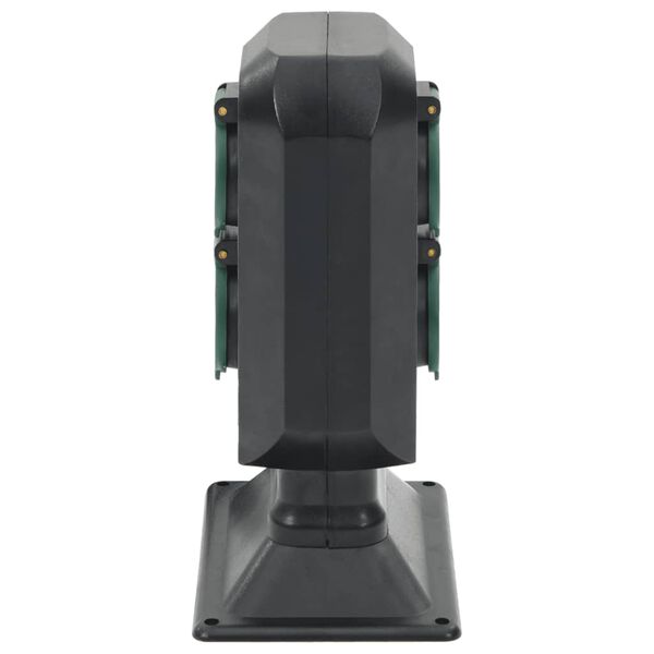 vidaXL Prise d'extérieur avec piquet à 4 voies noir vert 15,5x11x24 cm