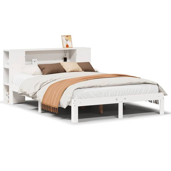 vidaXL Lit biblioth&egrave;que sans matelas blanc 160x200 cm bois pin massif