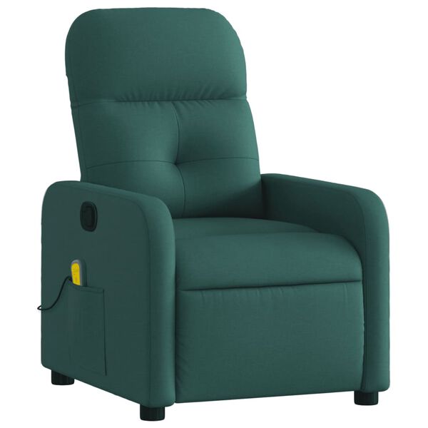 vidaXL Fauteuil inclinable de massage vert foncé tissu
