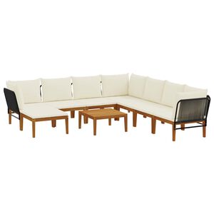 vidaXL 9 pc Bois d'acacia massif et corde Naturel