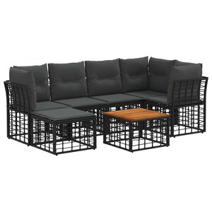 vidaXL Ensemble de canap&eacute;s d'ext&eacute;rieur 7 pcs Noir et Gris fonc&eacute;