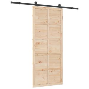 vidaXL Porte coulissante Naturel 90 x 208 cm Bois de pin massif