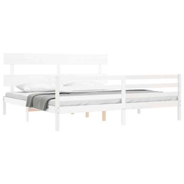 vidaXL Cadre de lit sans matelas blanc 200x200 cm bois massif