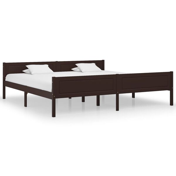 vidaXL Cadre de lit sans matelas pin massif marron fonc&eacute; 200x200 cm