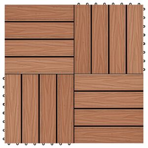 vidaXL Carreau de terrasse en relief 11 pcs WPC 30 x 30 cm 1 m² Marron
