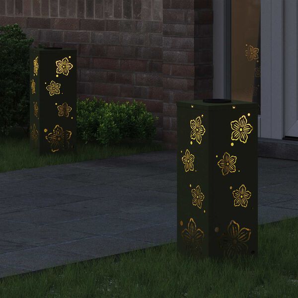 vidaXL Lumi&egrave;re de chemin LED solaire 2 pcs Vert olive