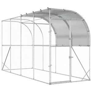 vidaXL Poulailler contre le mur Argent&eacute; 400 x 100 x 215 cm